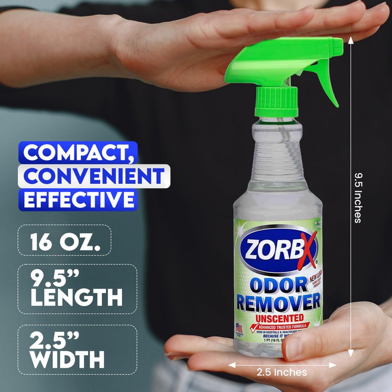 ZORBX Unscented Odor Eliminator for Strong Odor 16 Fl Oz - Used in Hospitals & Healthcare Facilities - Advanced Trusted Formula, Fast-Acting Odor Remover Spray for Dog, Cat, House & Carpet - Image 5